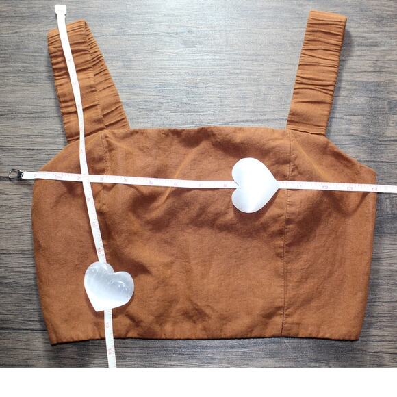 Zara Brown Cropped Tank Top Open Back Spring Summer Lagenlook Neutral Old Money - Picture 6 of 6